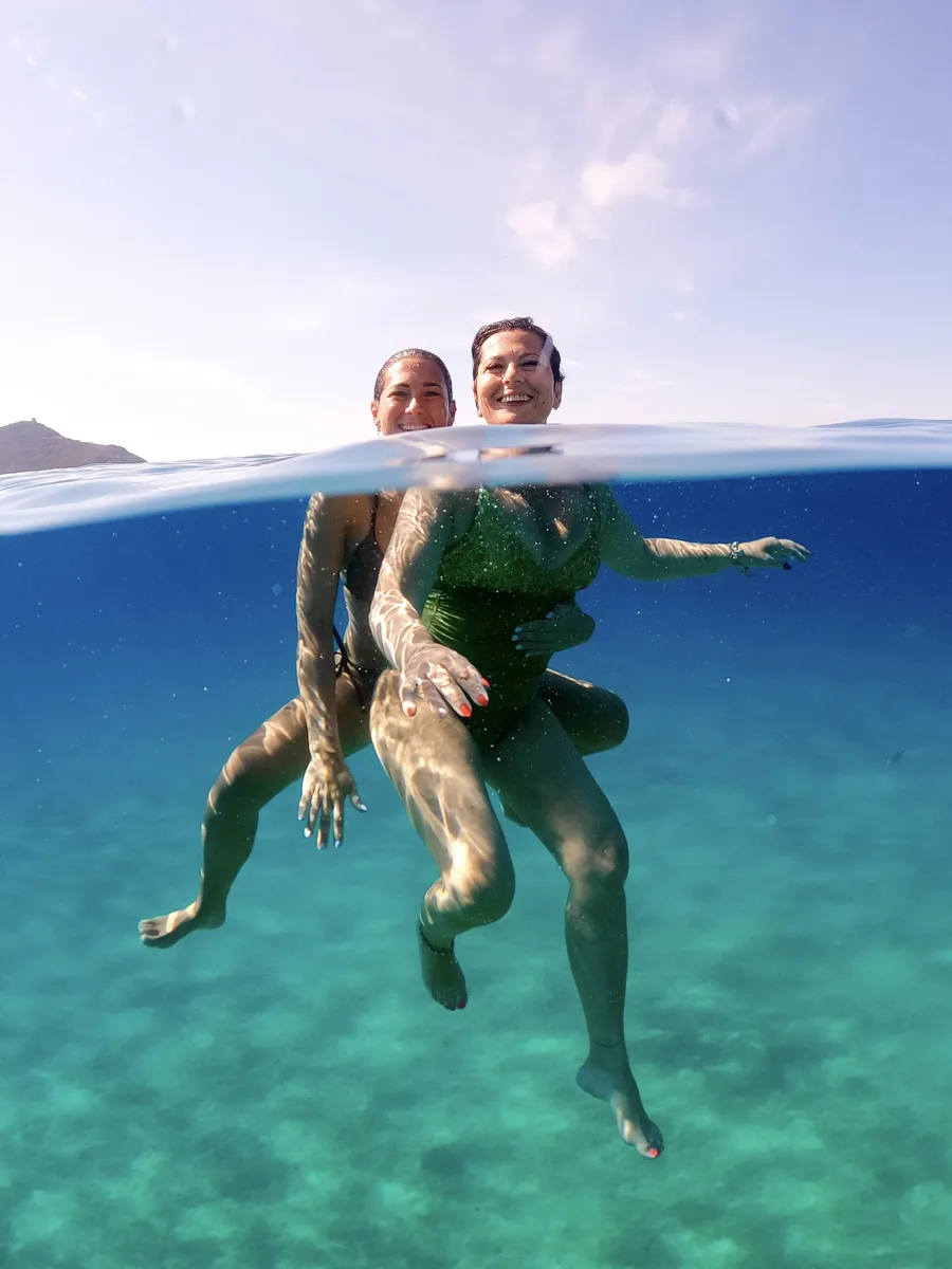 Assistenza in acqua durante una sosta bagno